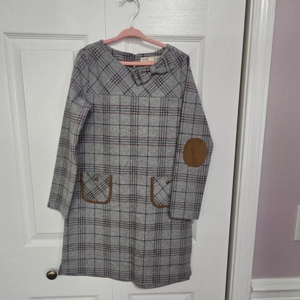 Hopes and Henry girl dress, size 7, grey.